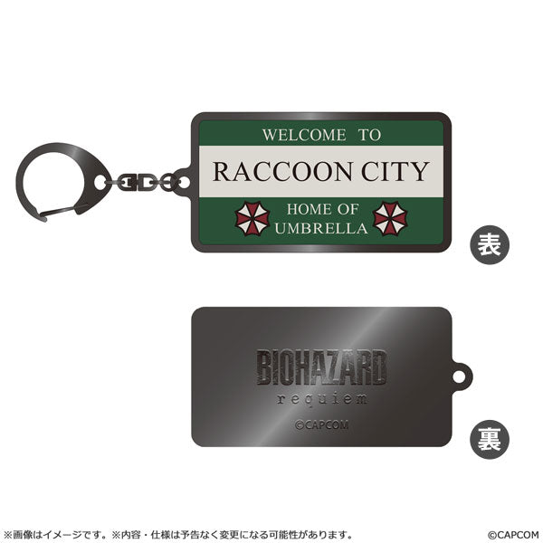 バイオハザード レクイエム メタルキーホルダー ラクーンシティ看板 新品 未開封品 正規品 【カプコン】